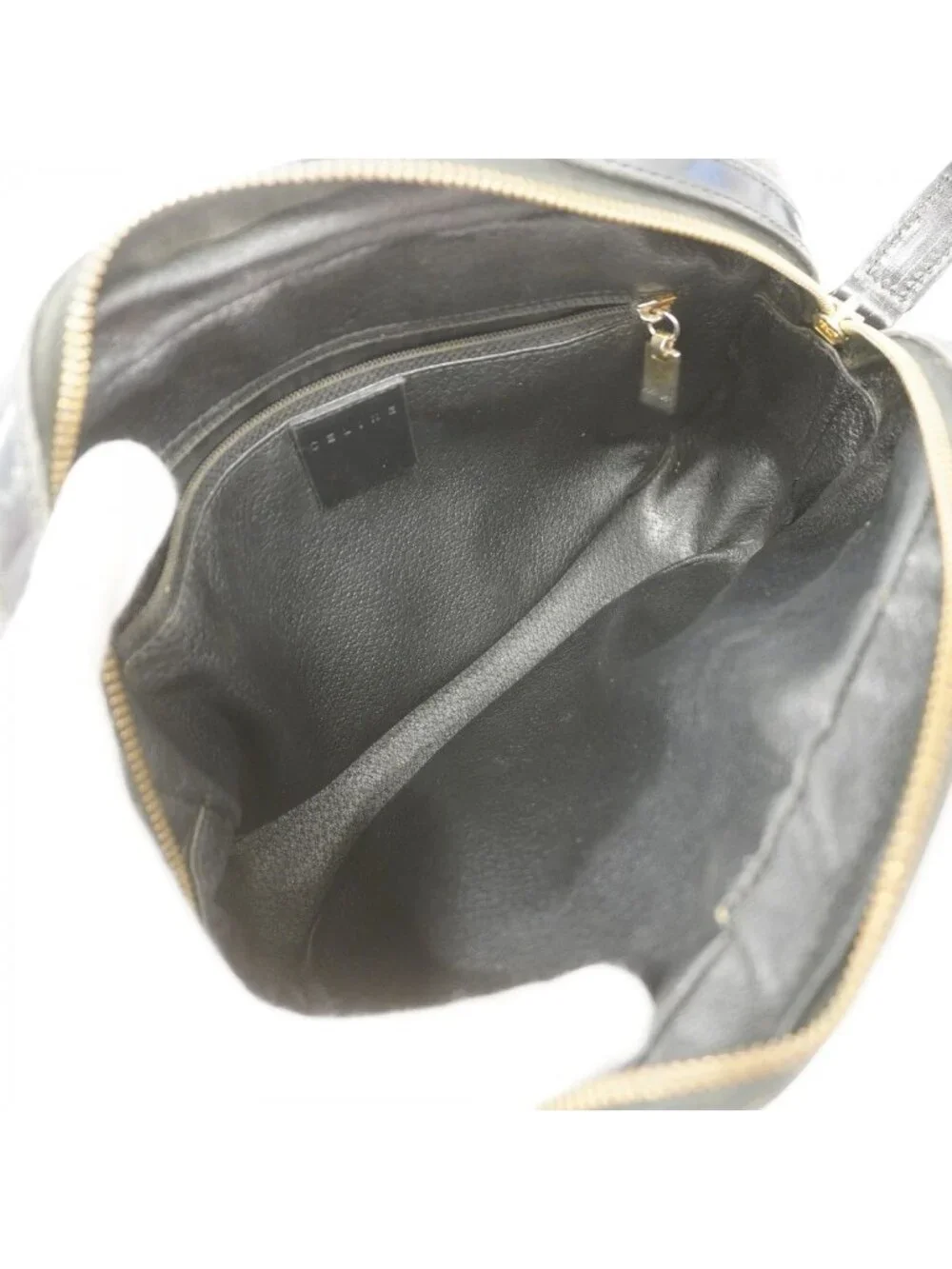 Celine Shoulder Bag Macadam Black Brown Gold